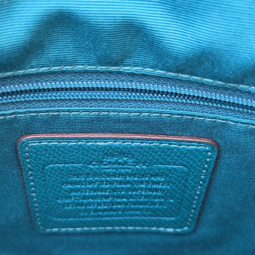 Coach File Crossbody Bag Signature Canvas Purse Brown Teal Adjustable Strap - Picture 10 of 10